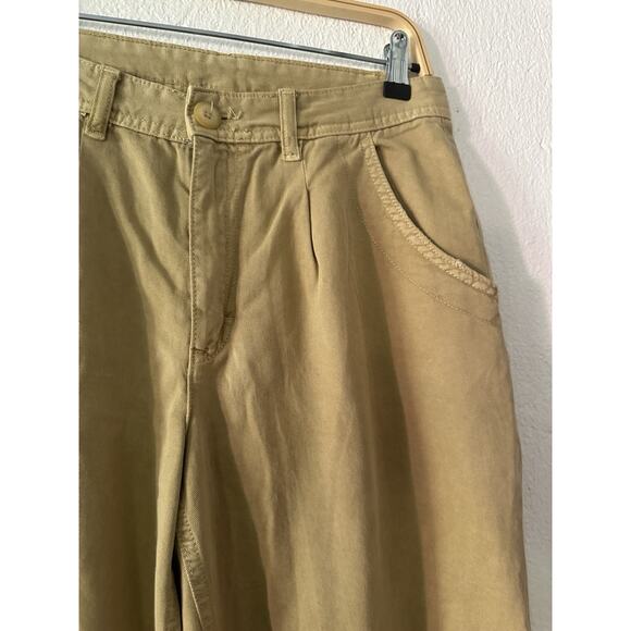 Free People Pants Women 4 Beige Khaki Chino Wide Leg High Rise Trousers Pleated - Picture 6 of 14